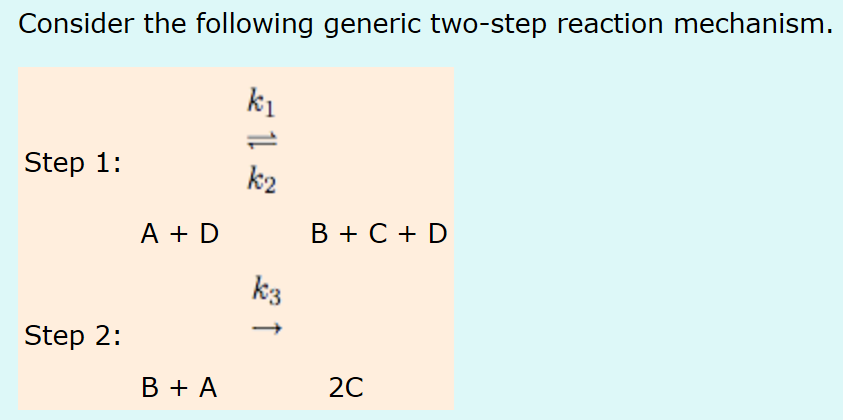 Solved Consider the following generic two-step reaction | Chegg.com