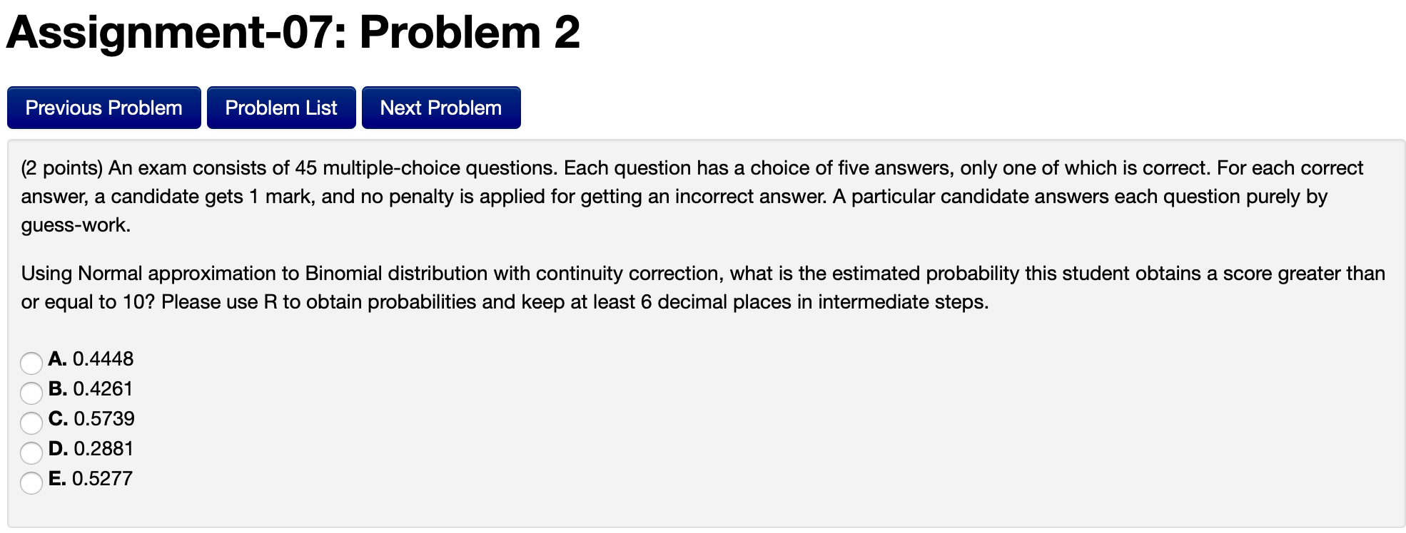 Solved Assignment-07: Problem 2 Previous Problem Problem | Chegg.com