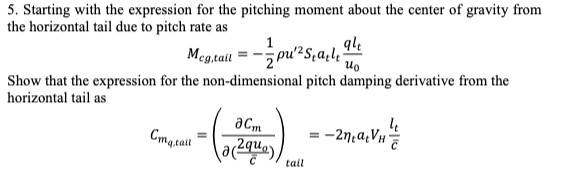 Starting with the expression for the pitching moment | Chegg.com