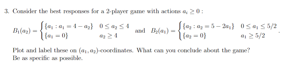 Solved 3. Consider the best responses for a 2-player game | Chegg.com
