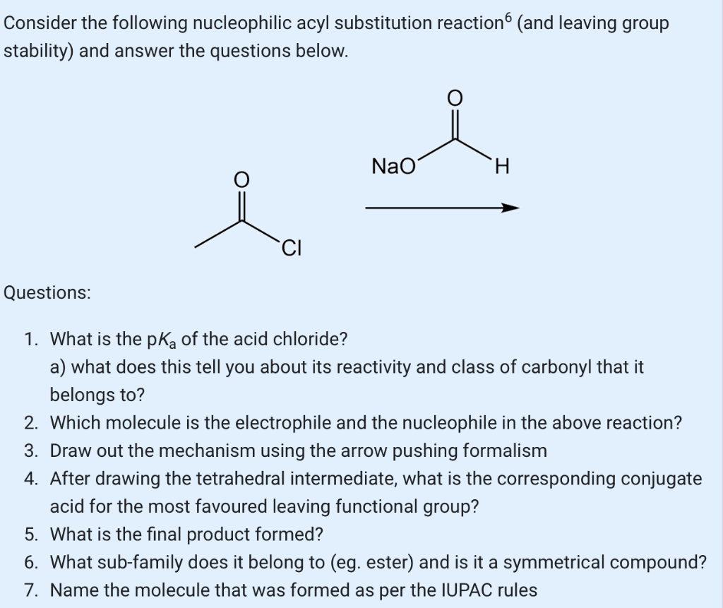 Solved Consider the following nucleophilic acyl substitution | Chegg.com
