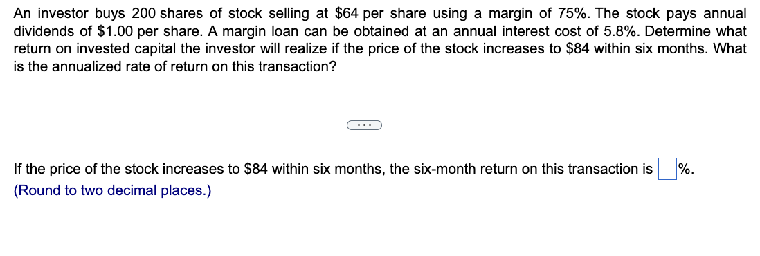 Solved An investor buys 200 shares of stock selling at $64 | Chegg.com