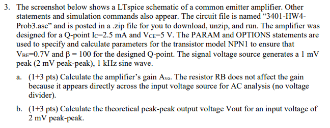 Solved 3. The screenshot below shows a LTspice schematic of | Chegg.com