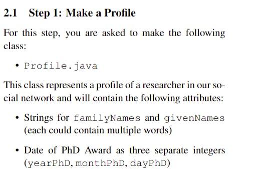 Solved 2.1 Step 1: Make a Profile For this step, you are | Chegg.com