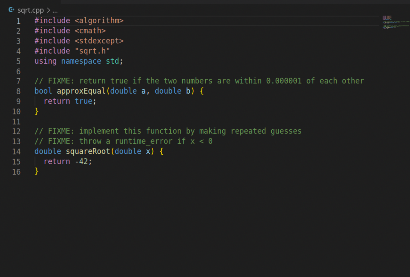 Solved Part 2: Write the approxEqual and squareRoot | Chegg.com