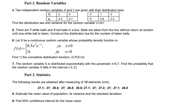 Solved Part 2. Random Variables 4. Two independent random | Chegg.com