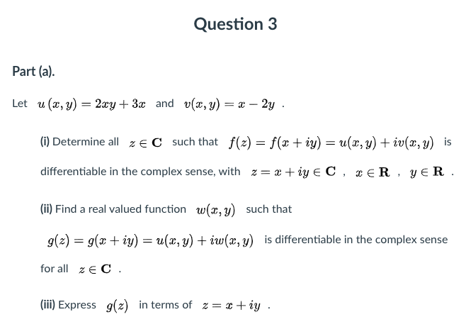 Solved Question 3 Part A Let Us Y 2xy 3c And V X Chegg Com
