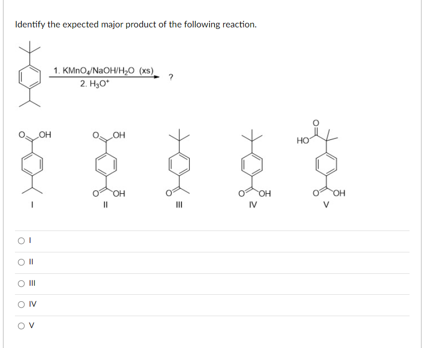 Solved Identify the expected major product of the following | Chegg.com