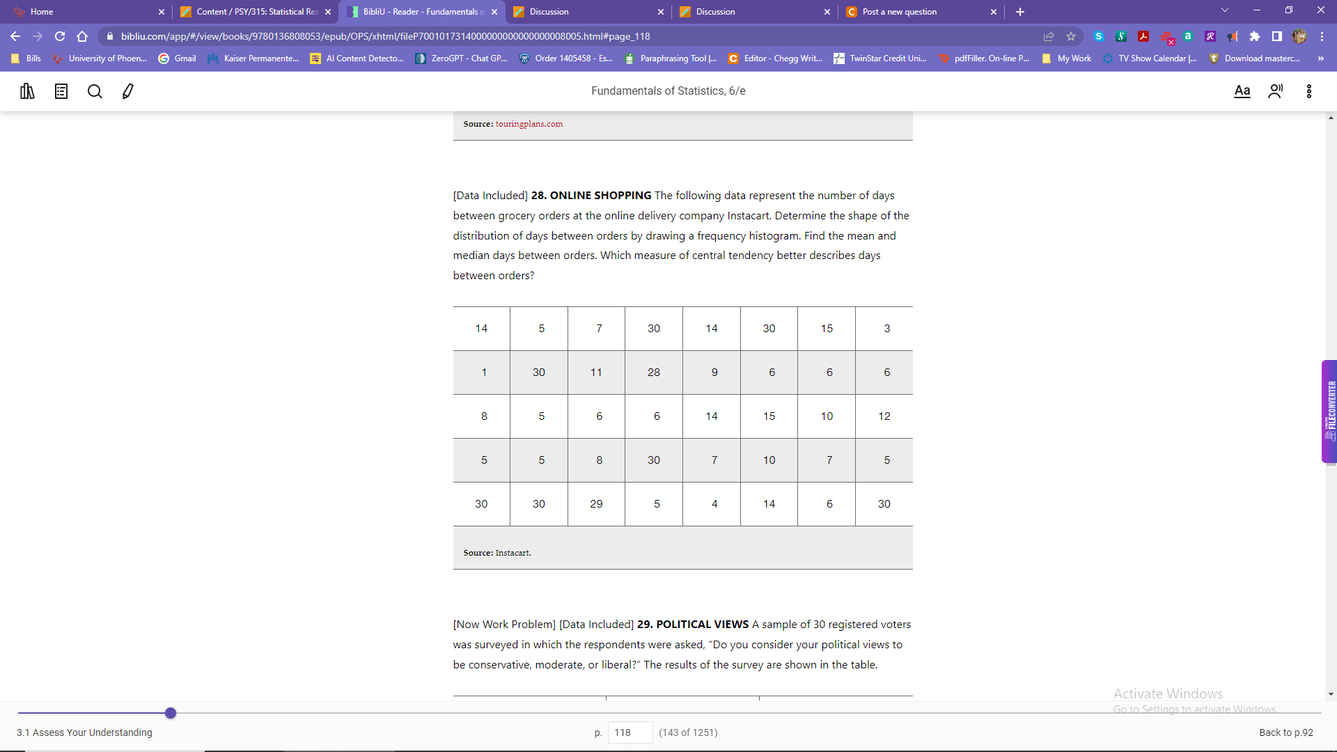 solved-the-following-data-represent-the-number-of-days-chegg