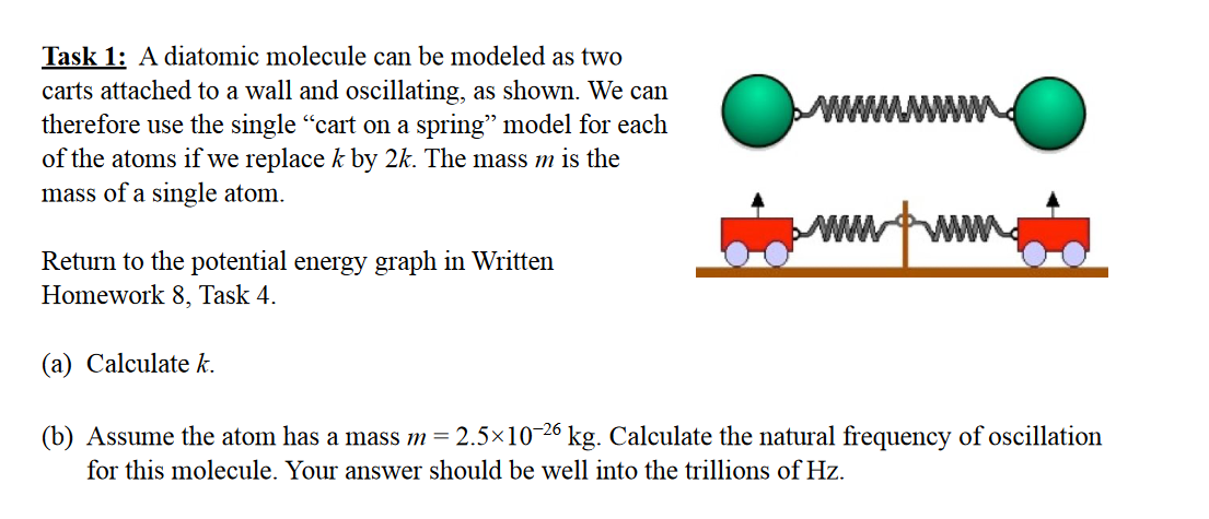 Solved Task 1: A diatomic molecule can be modeled as two | Chegg.com
