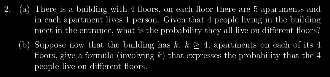 Solved 2. (a) There is a building with 4 floors, on each | Chegg.com