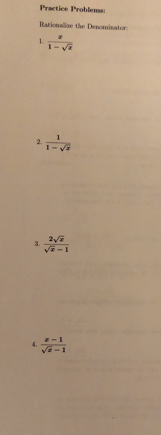 Solved Practice Problems Rationalize The Denominator 2 Chegg Com