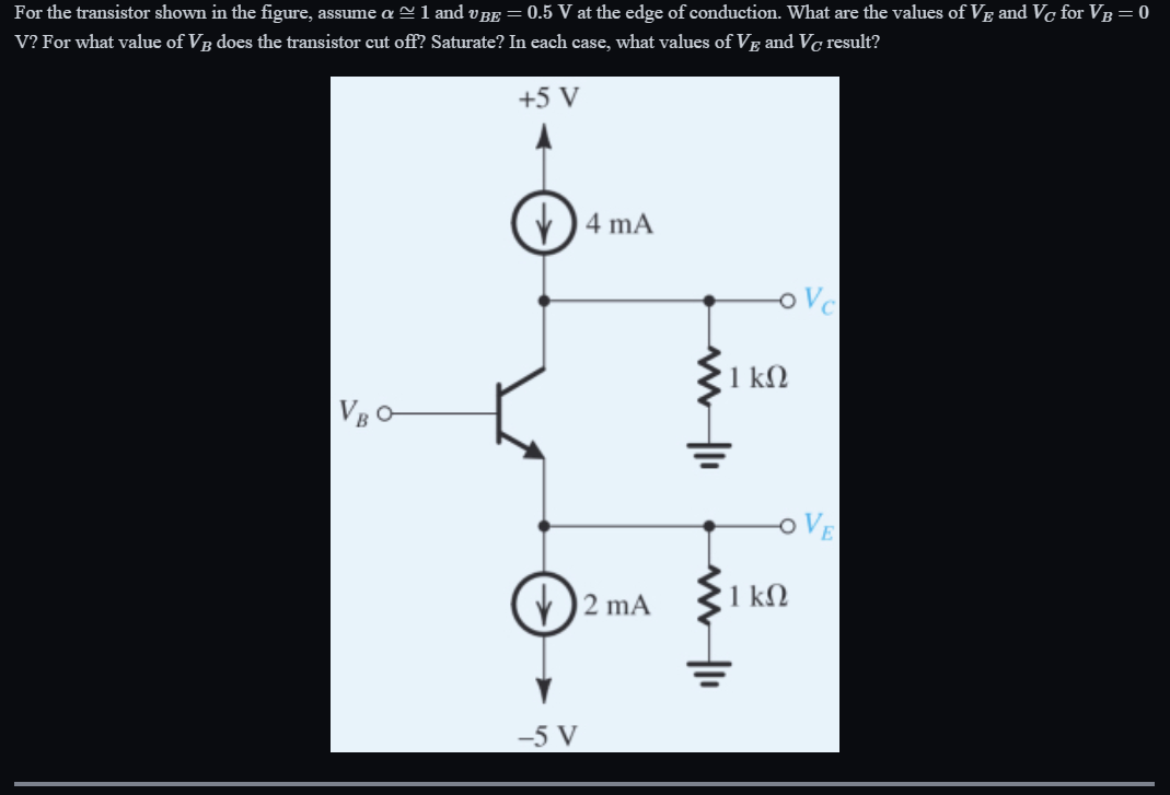 Solved For the transistor shown in the figure, assume α≅1