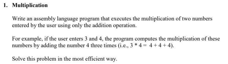 1. Multiplication Write an assembly language program | Chegg.com