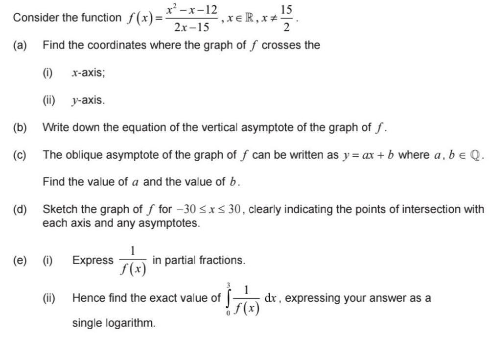 consider the function f x )= x 2 2x 15