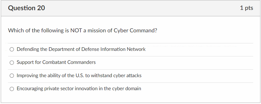 Solved Question 20 1 Pts Which Of The Following Is NOT A | Chegg.com