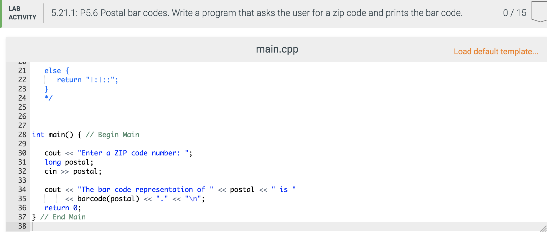 5.21 P5.6 Postal bar codes. Write a program that asks | Chegg.com