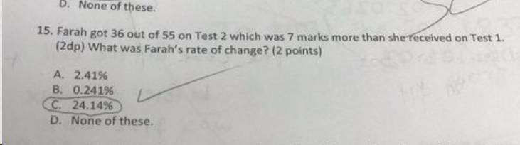 Solved Farah got 36 out 55 on Test 2 which was 7 marks more | Chegg.com