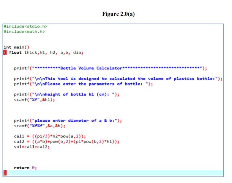 Solved Figure 2.0(a) shows a complete C codes to calculate | Chegg.com