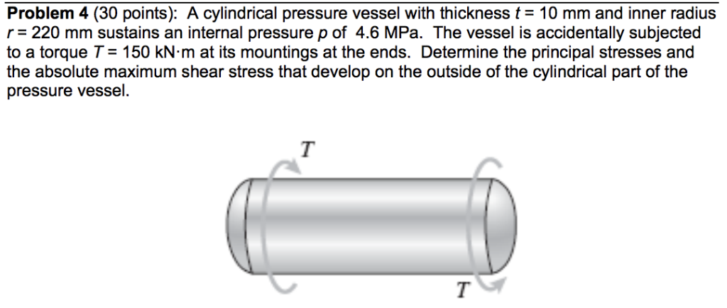 Solved Problem 4 (30 points): A cylindrical pressure vessel | Chegg.com