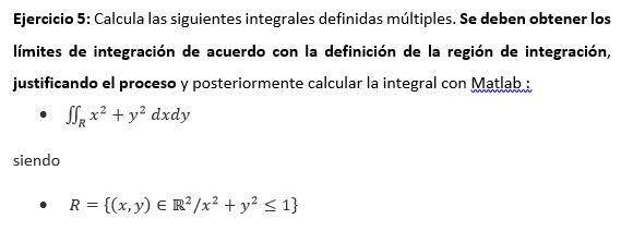 Ejercicio 5: Calcula las siguientes integrales definidas múltiples. Se deben obtener los límites de integración de acuerdo co