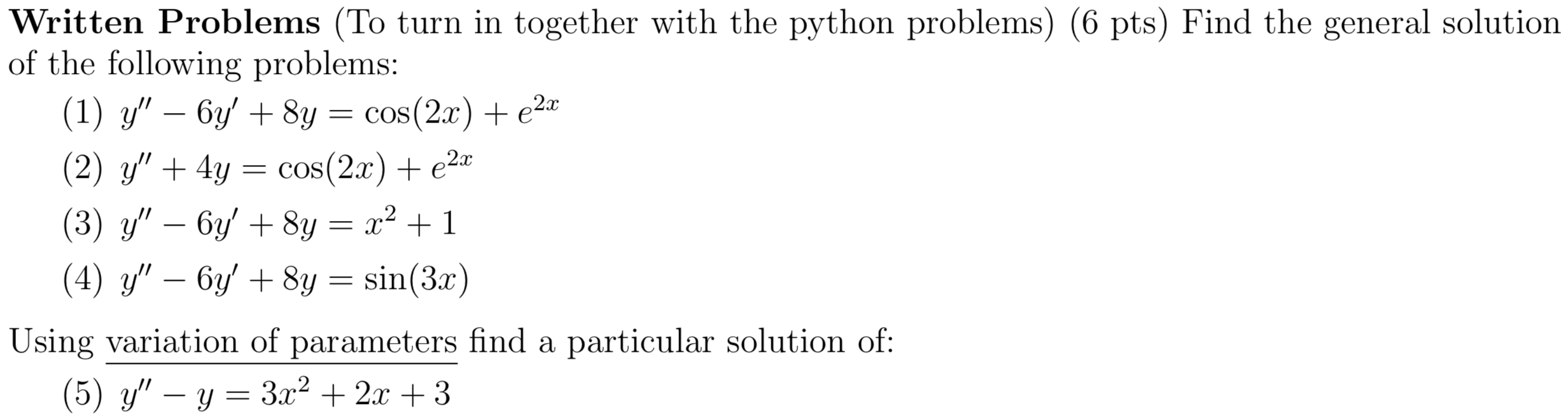 Solved Written Problems (To turn in together with the python | Chegg.com