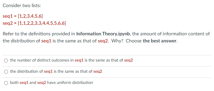 Solved Python Question Consider two lists: seq1 = | Chegg.com