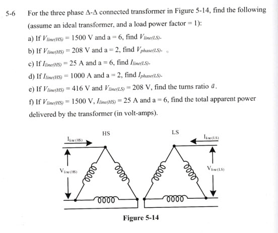 Solved For the three phase Δ−Δ connected transformer in | Chegg.com