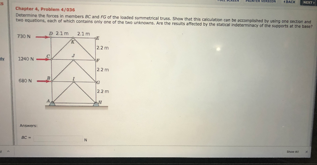 Solved Chapter 4, Problem 4/036 Determine the forces in | Chegg.com