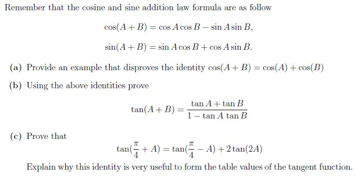 Sine and Cosine Addition Formula (examples, solutions, videos