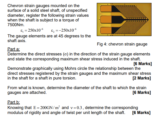 Solved Chevron strain gauges mounted on the surface of a | Chegg.com