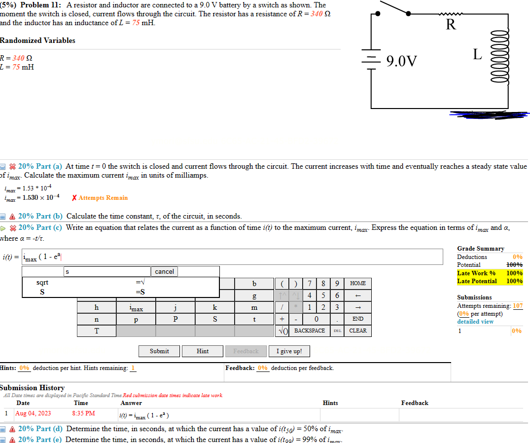 solved-20-part-a-at-time-t-0-the-switch-is-closed-and-chegg