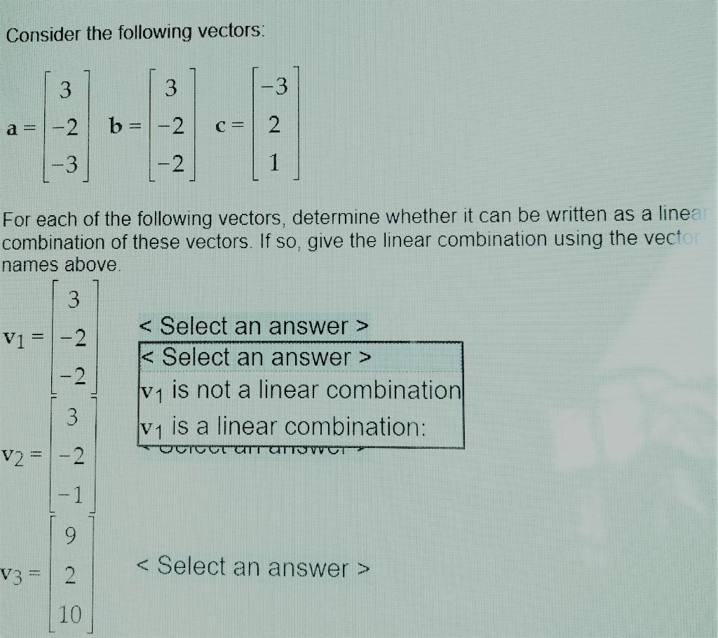 Solved Consider the following vectors: 3 3 a = -2 b = -2 2 | Chegg.com