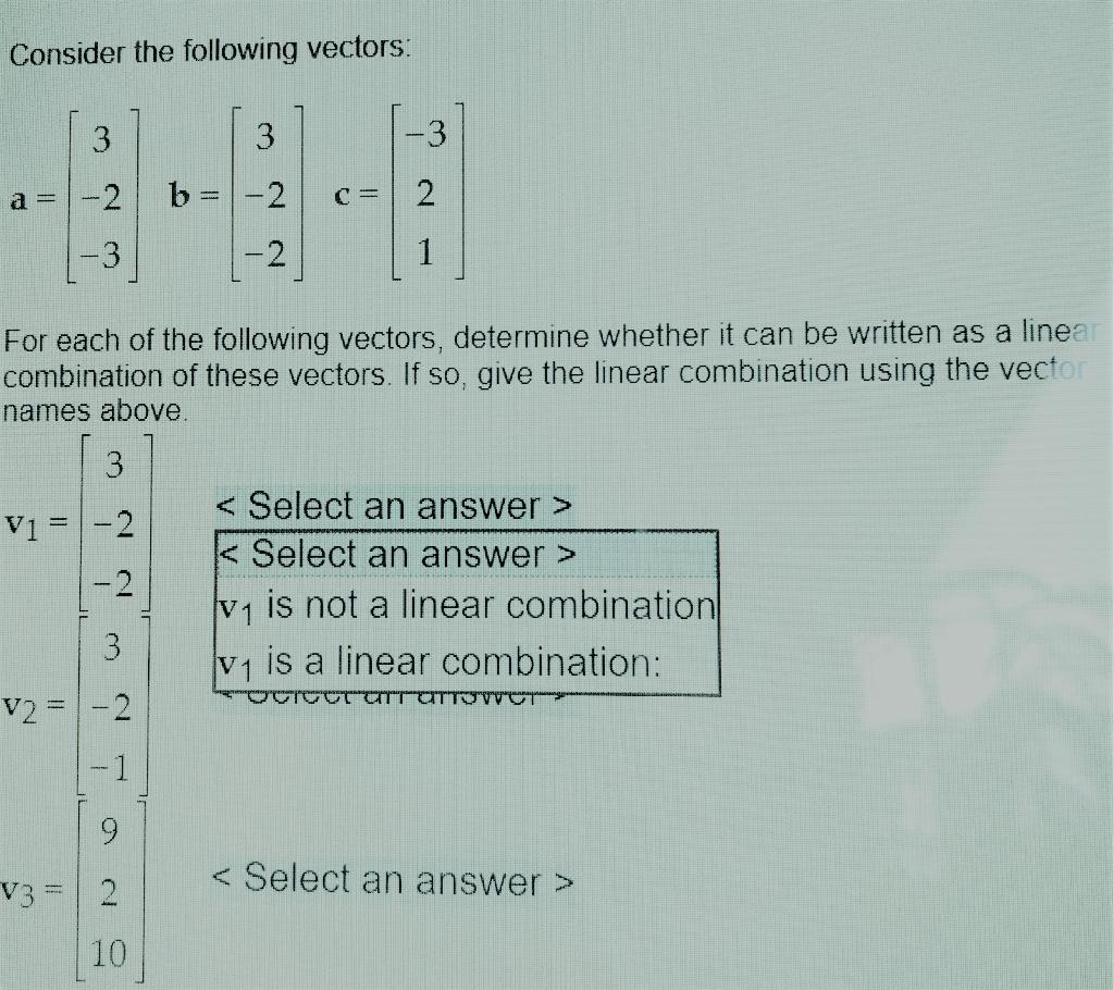 Solved Consider The Following Vectors: 3 3 A = -2 B = -2 2 | Chegg.com