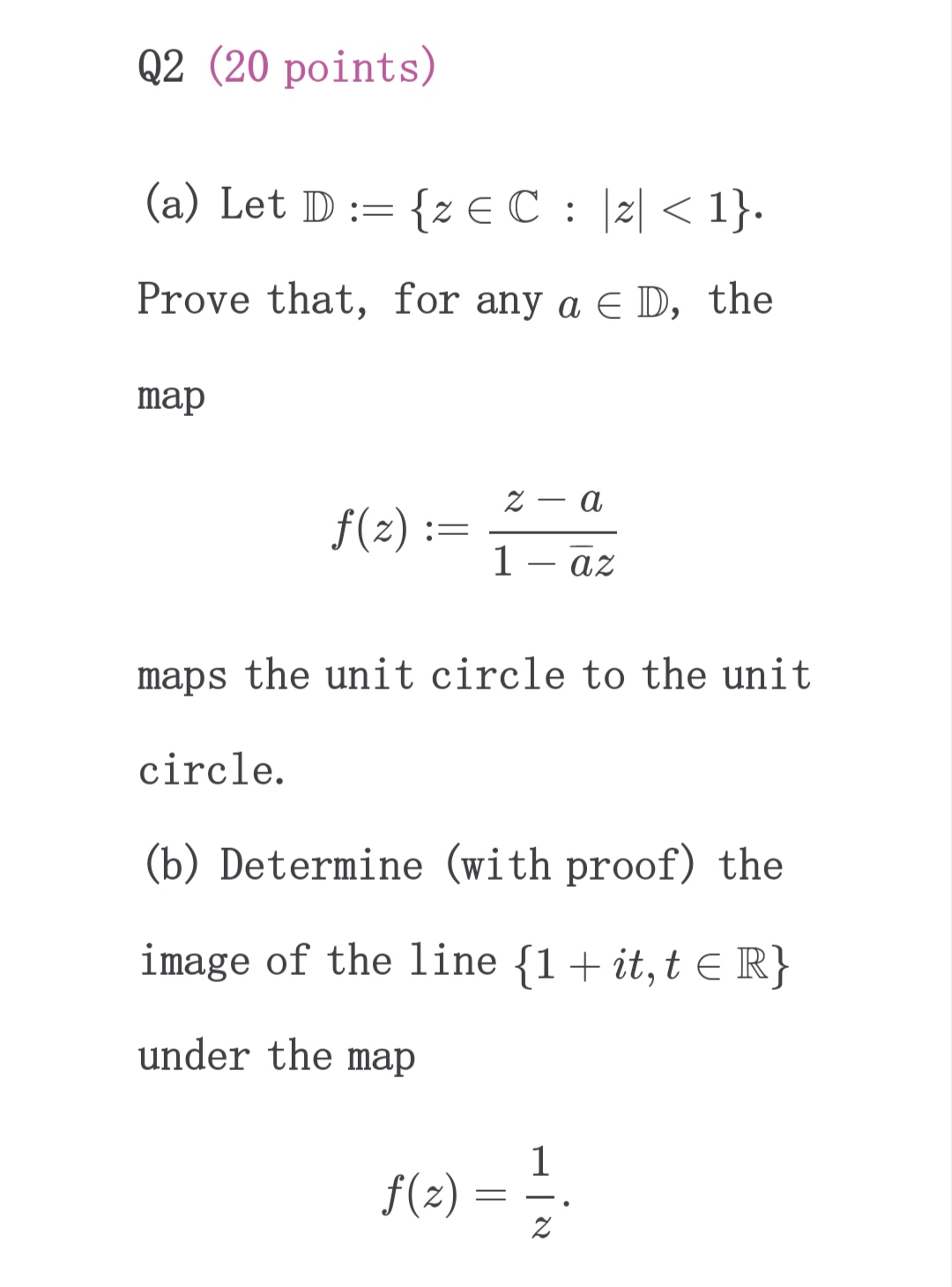 Solved (a) Let D:={z∈C:∣z∣