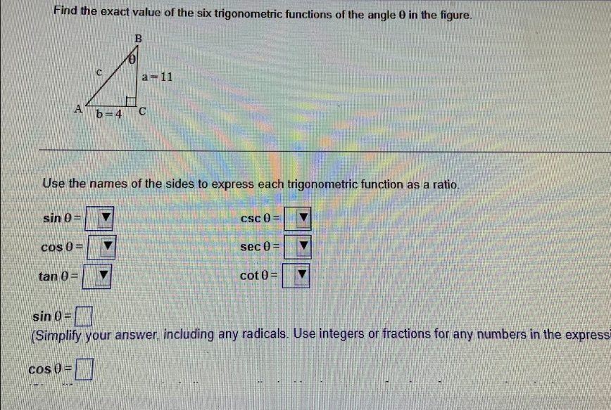 Find the exact value of the six trigonometric | Chegg.com