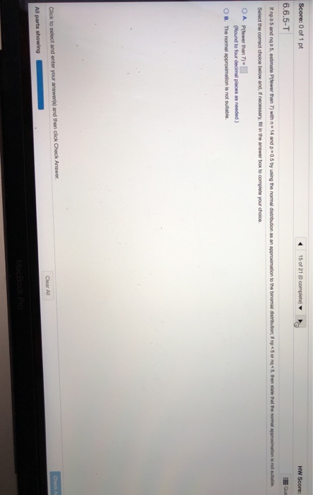 Solved Score: 0 of 1 pt 15 of 21 (0 complete HW Score: | Chegg.com