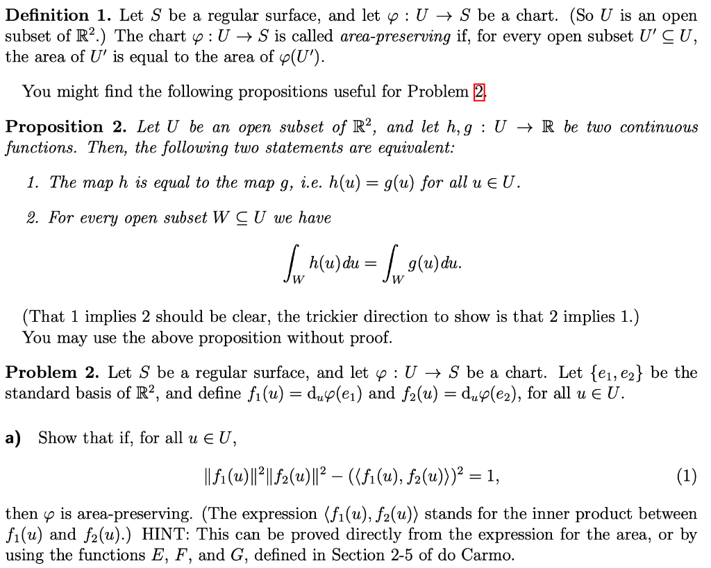 Definition 1 Let S Be A Regular Surface And Let Chegg Com