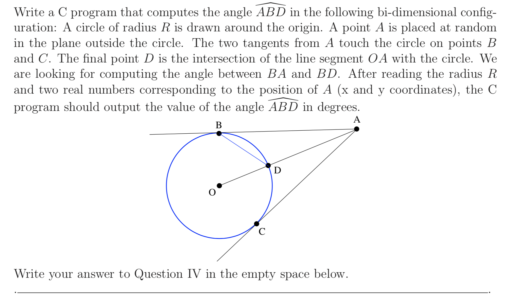 Solved Write a C program that computes the angle ABD in the | Chegg.com