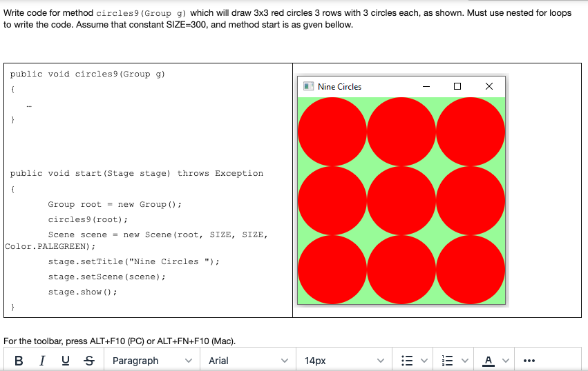Solved Write code for method circles 9 (Group g) which will | Chegg.com