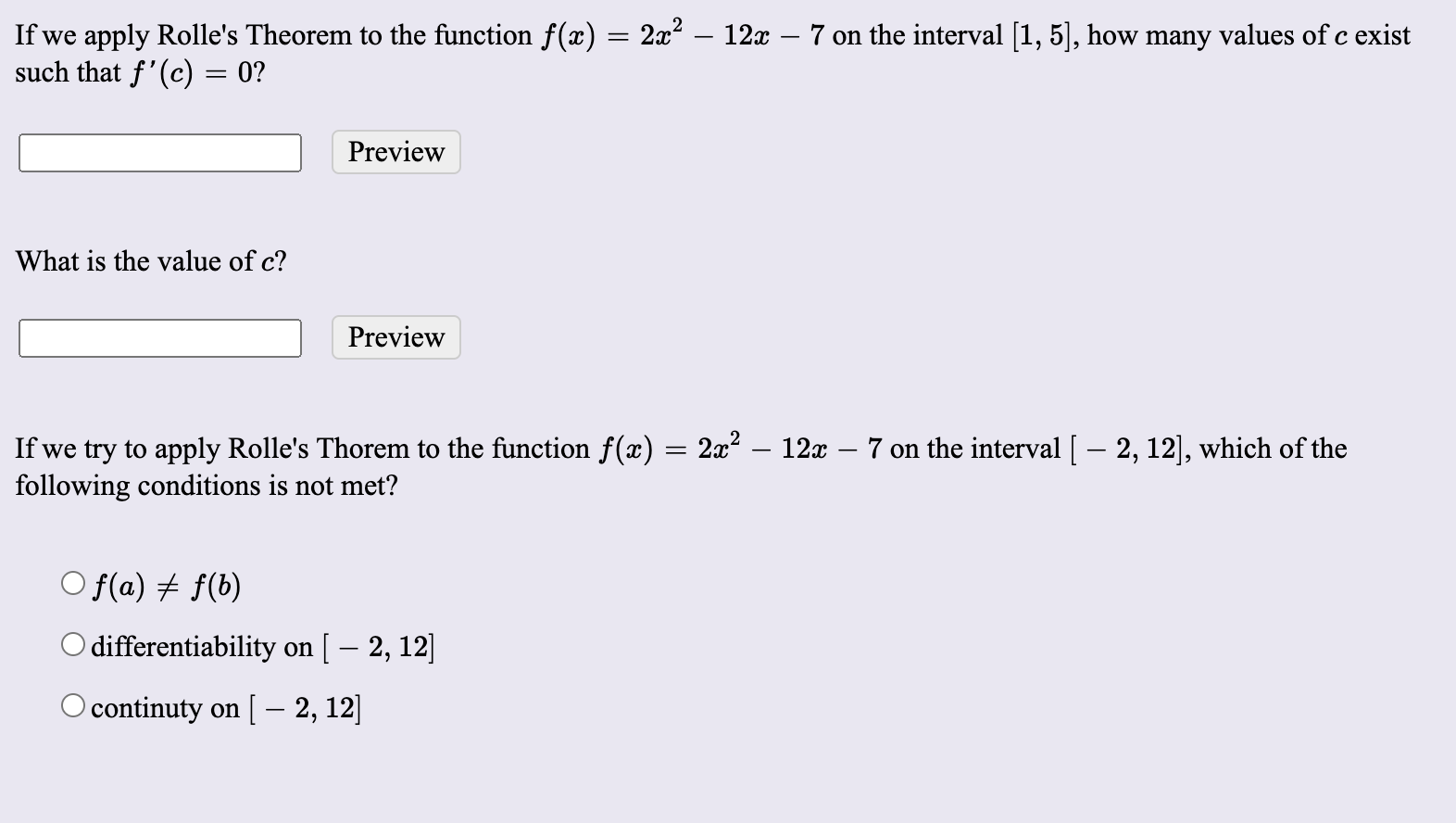 Solved If We Apply Rolle's Theorem To The Function F(x) = | Chegg.com