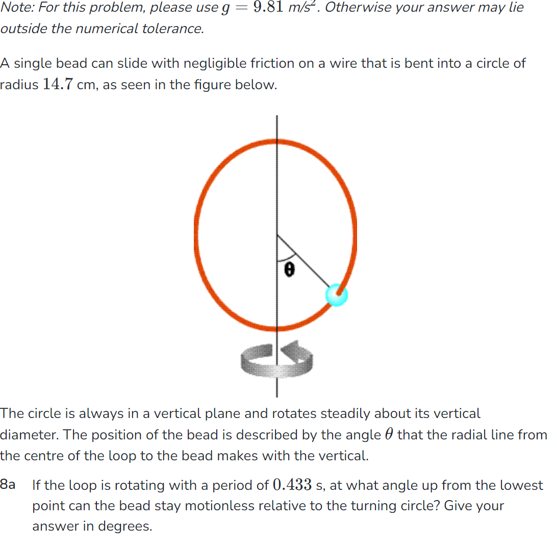 Friction Bead Problem Solved outside the numerical tolerance.A single bead can | Chegg.com