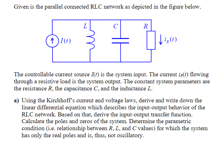 Solved Given is the parallel connected RLC network as | Chegg.com