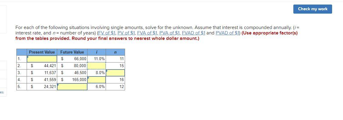 Solved Check my work For each of the following situations | Chegg.com