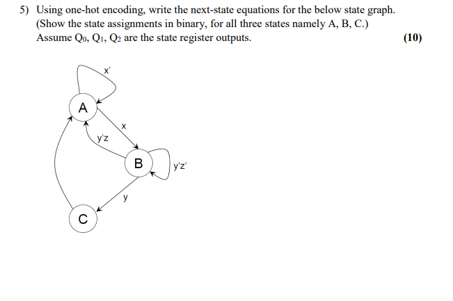 Solved 5) Using one-hot encoding, write the next-state | Chegg.com