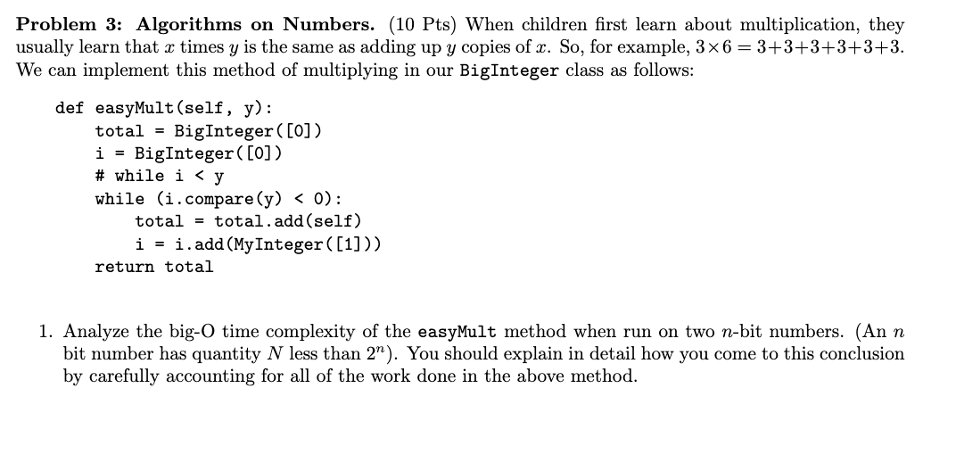 Solved Problem 3: Algorithms on Numbers. (10 Pts) When | Chegg.com