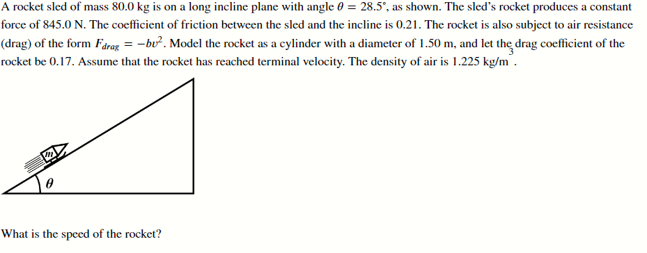 Solved A rocket sled of mass 80.0 kg is on a long incline | Chegg.com