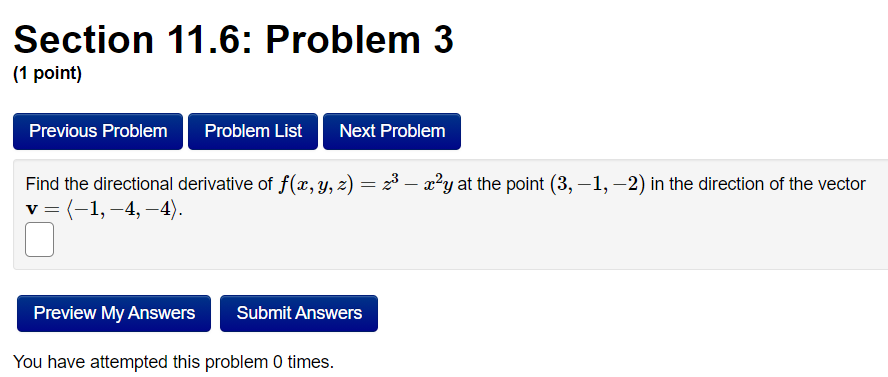 Solved Section 11.6: Problem 3 (1 point) Previous Problem | Chegg.com