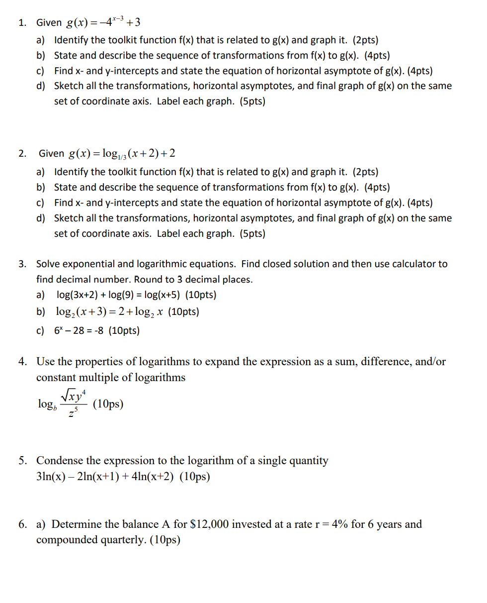 Solved X-3 +3 1. Given G(x)=-4 A) Identify The Toolkit 