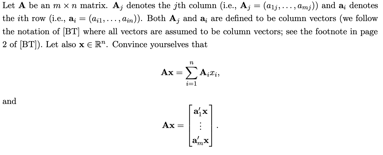 Solved Let A be an m xn matrix. Aj denotes the jth column Chegg